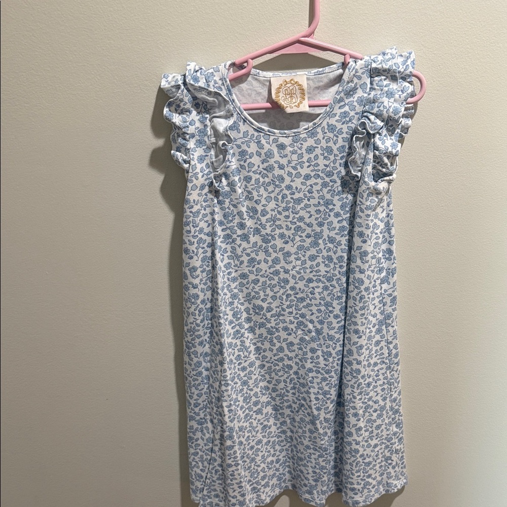The Beaufort Bonnet Company Blue Floral Ruffle Dress